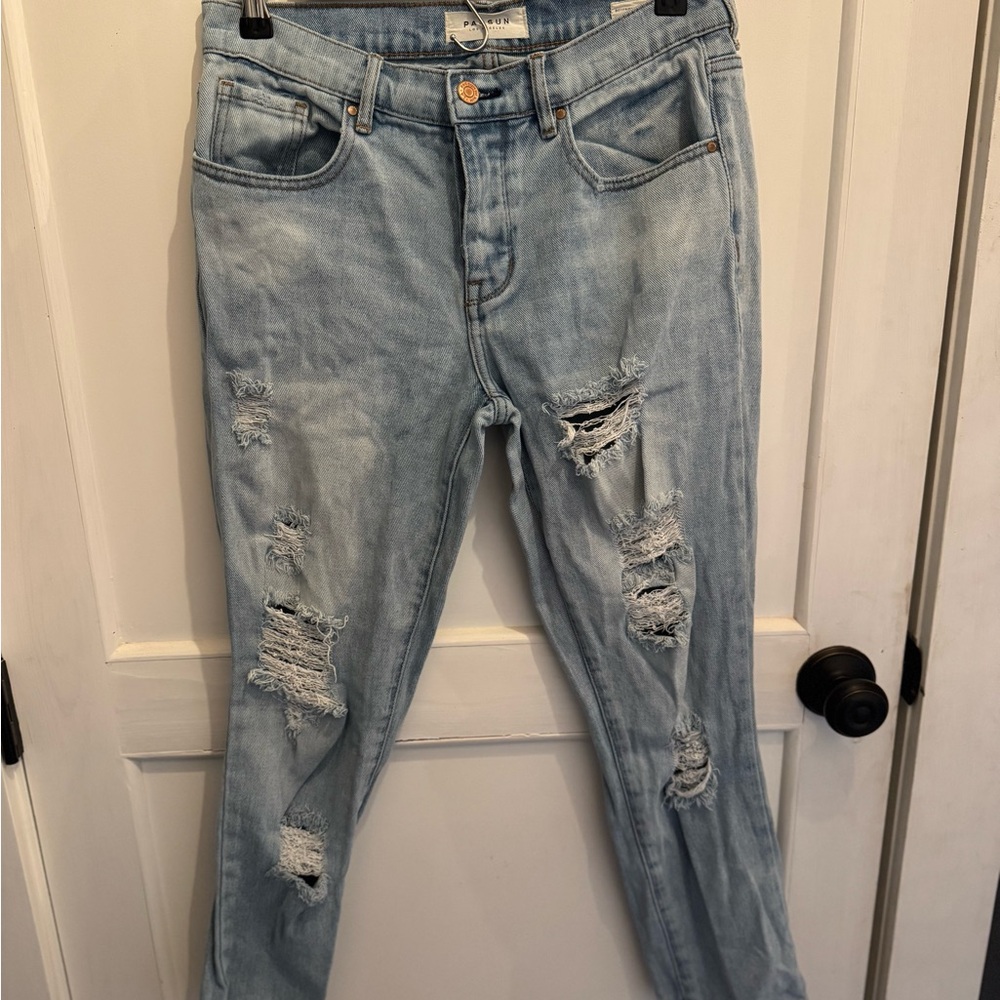 PacSun Light Blue Distressed Boyfriend Mid-Rise Jeans